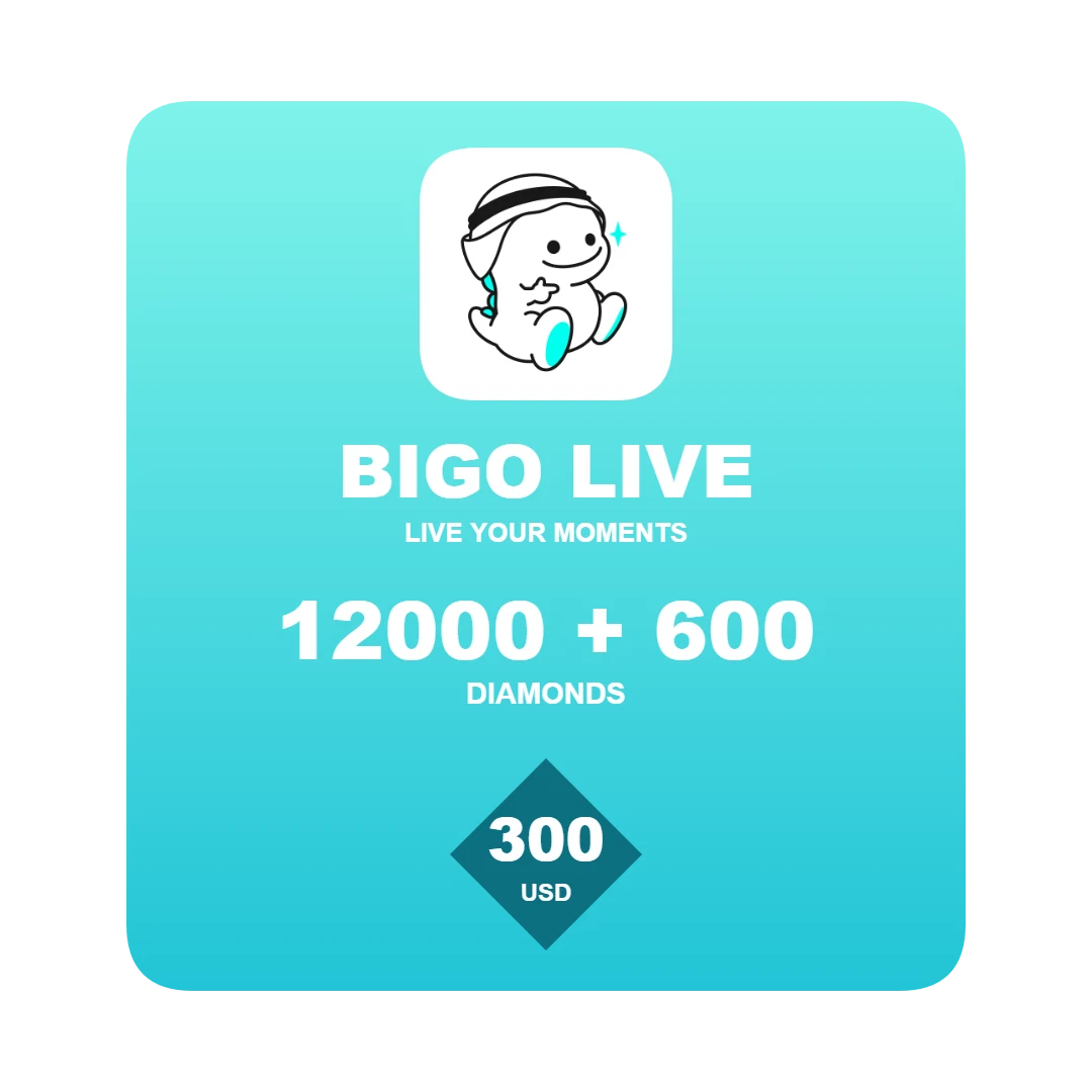 Bigo Live 12600 Diamonds 300 USD Global Bigo Live 12600 Diamonds gift card - 300 USD global top-up code